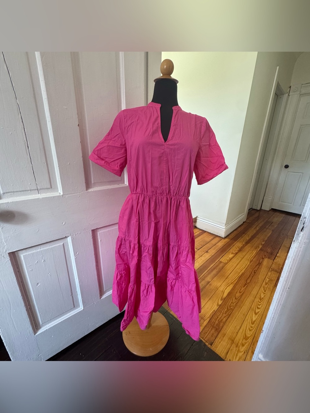 Who what wear pink tiered dress
